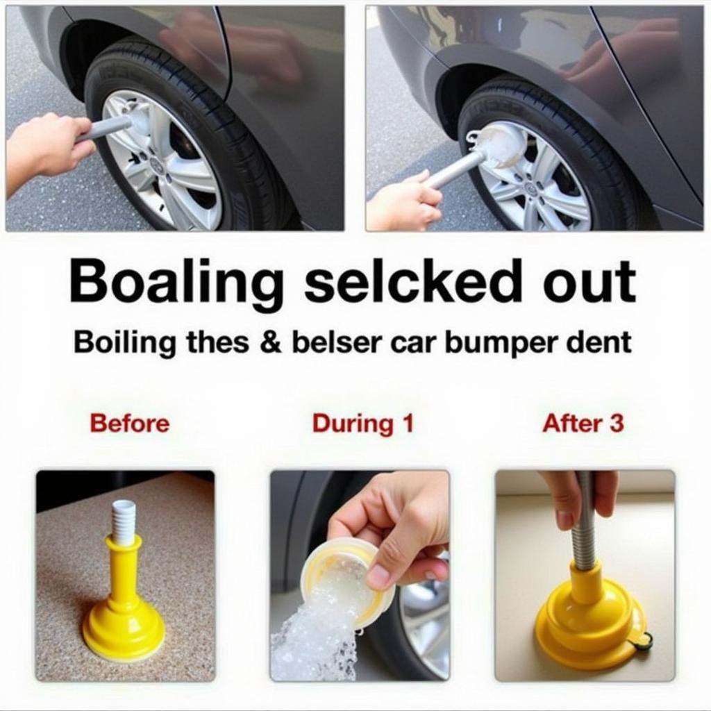 Boiling Water and Plunger Dent Removal on Car Bumper