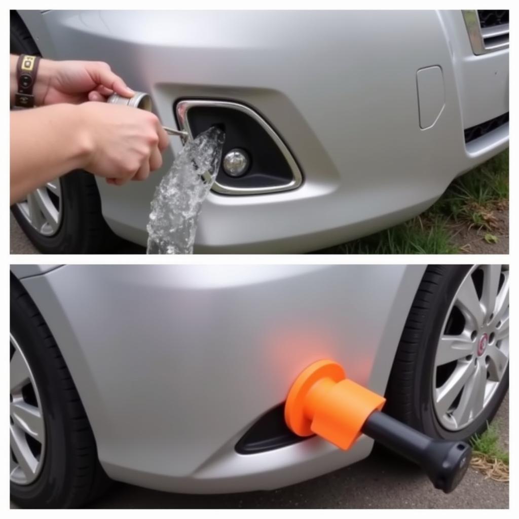 Boiling Water and Plunger for Minor Car Bumper Dent Repair