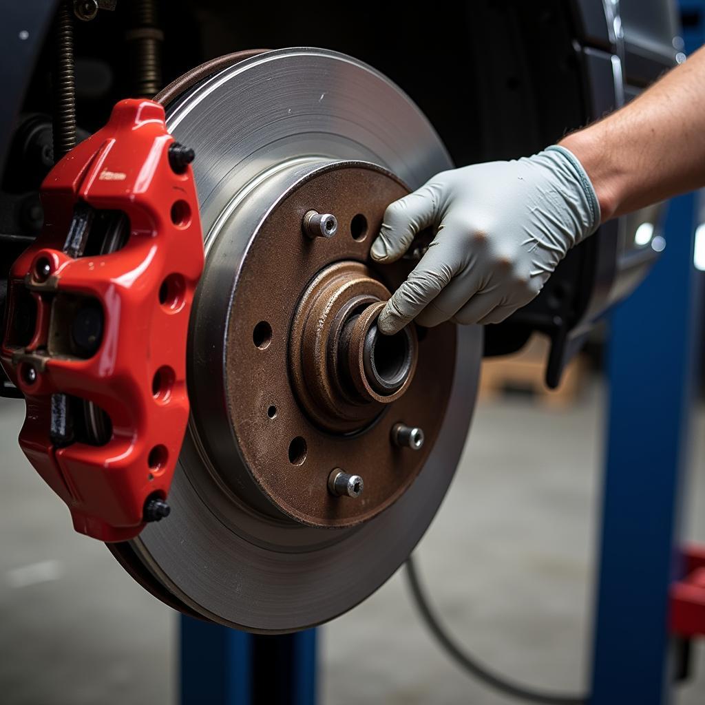 Inspecting Brake Caliper for Damage