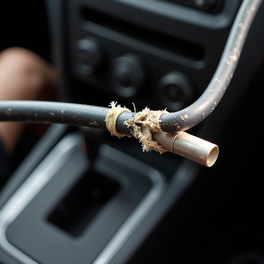 A broken car accelerator cable