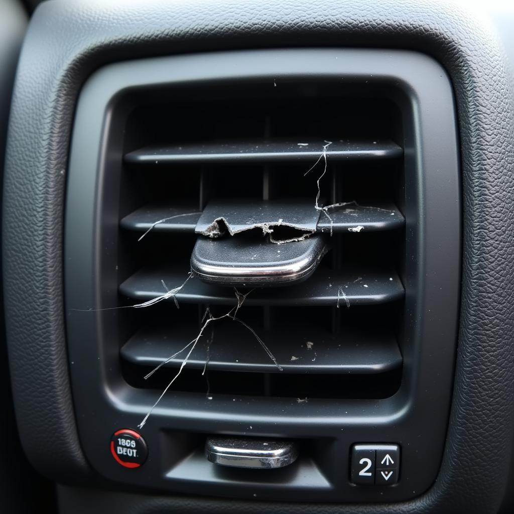 Close-up of a broken car air vent