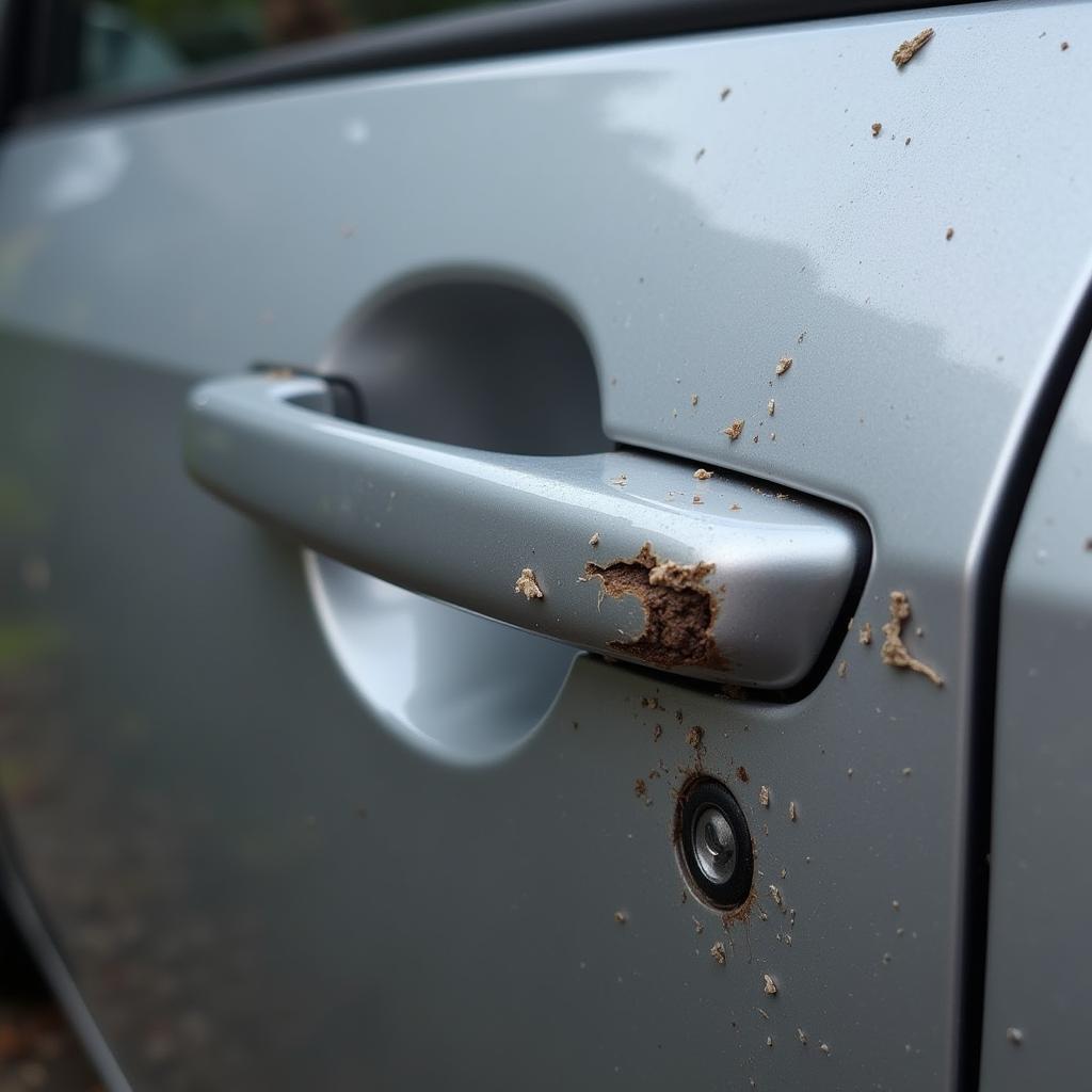 Close-up of a Broken Car Door Handle