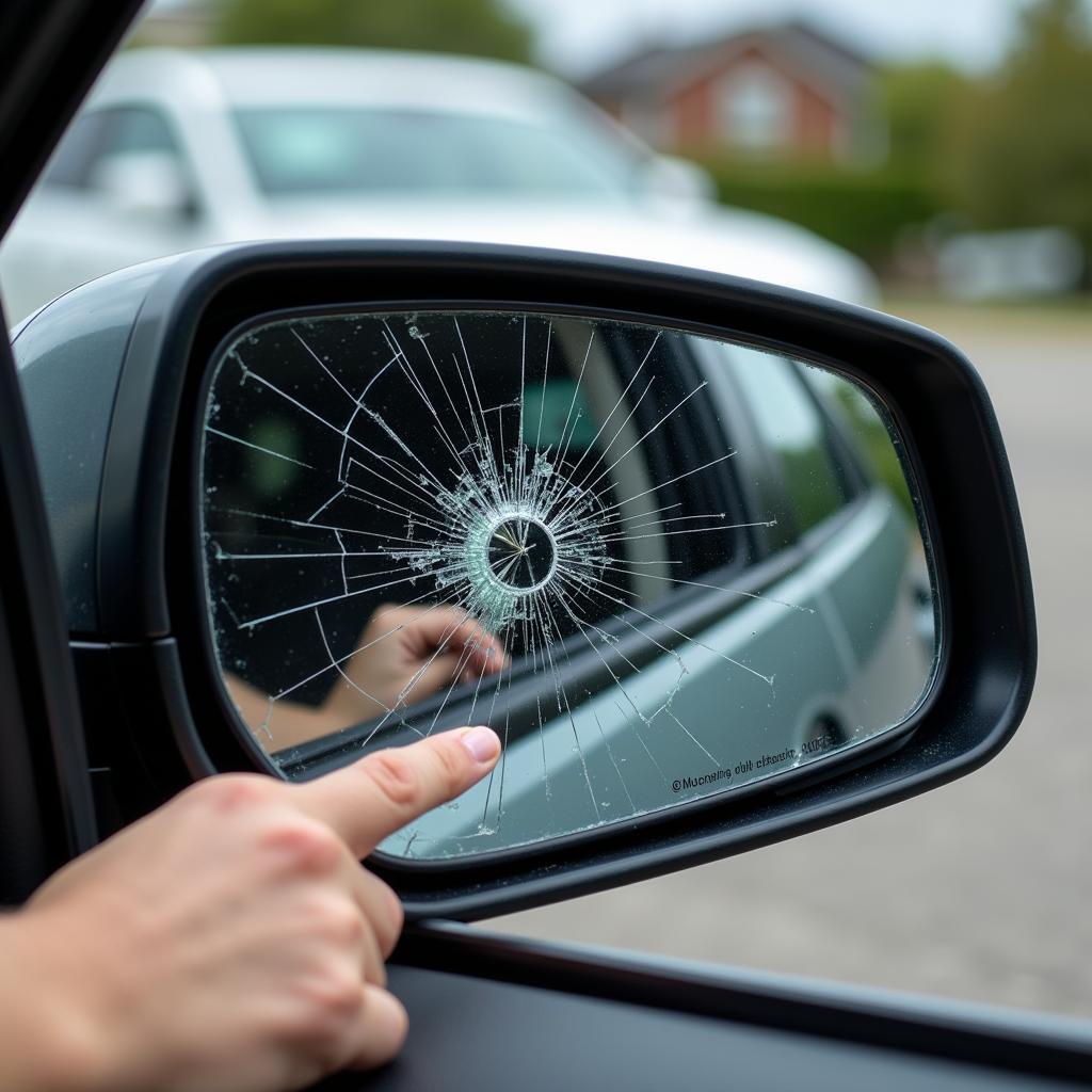 Inspecting a Broken Car Mirror