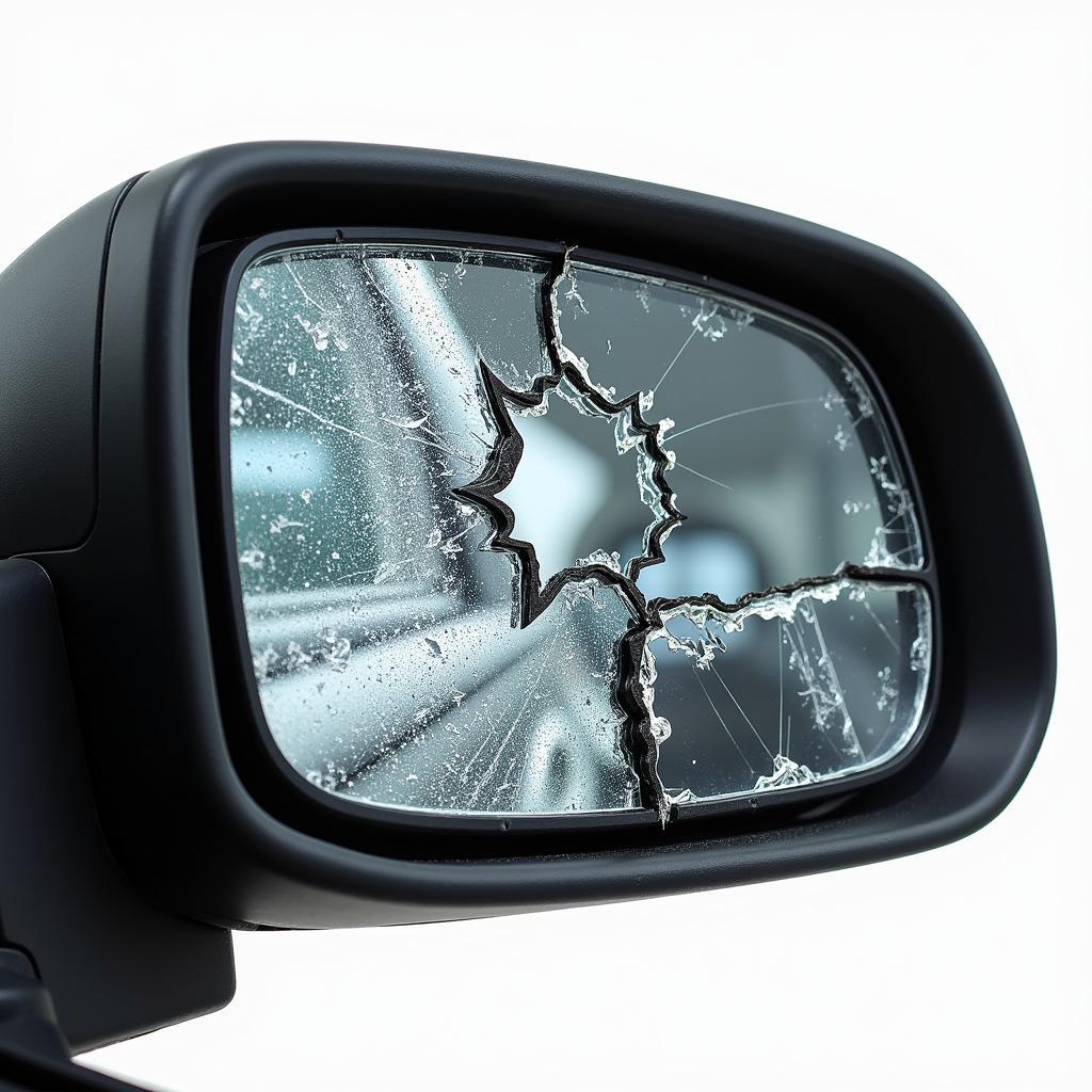 Broken Car Side Mirror Damage Assessment