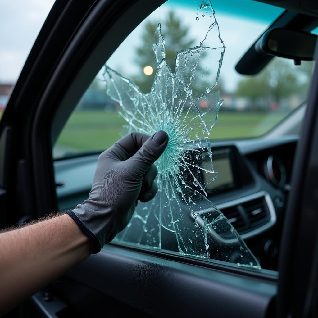 Assessing the damage of a broken car window