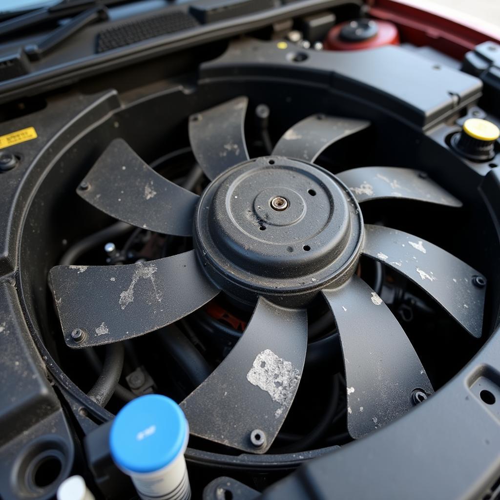 Broken Cooling Fan in Car Engine