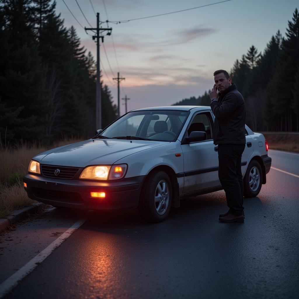 Broken Down Rental Car on the Side of the Road