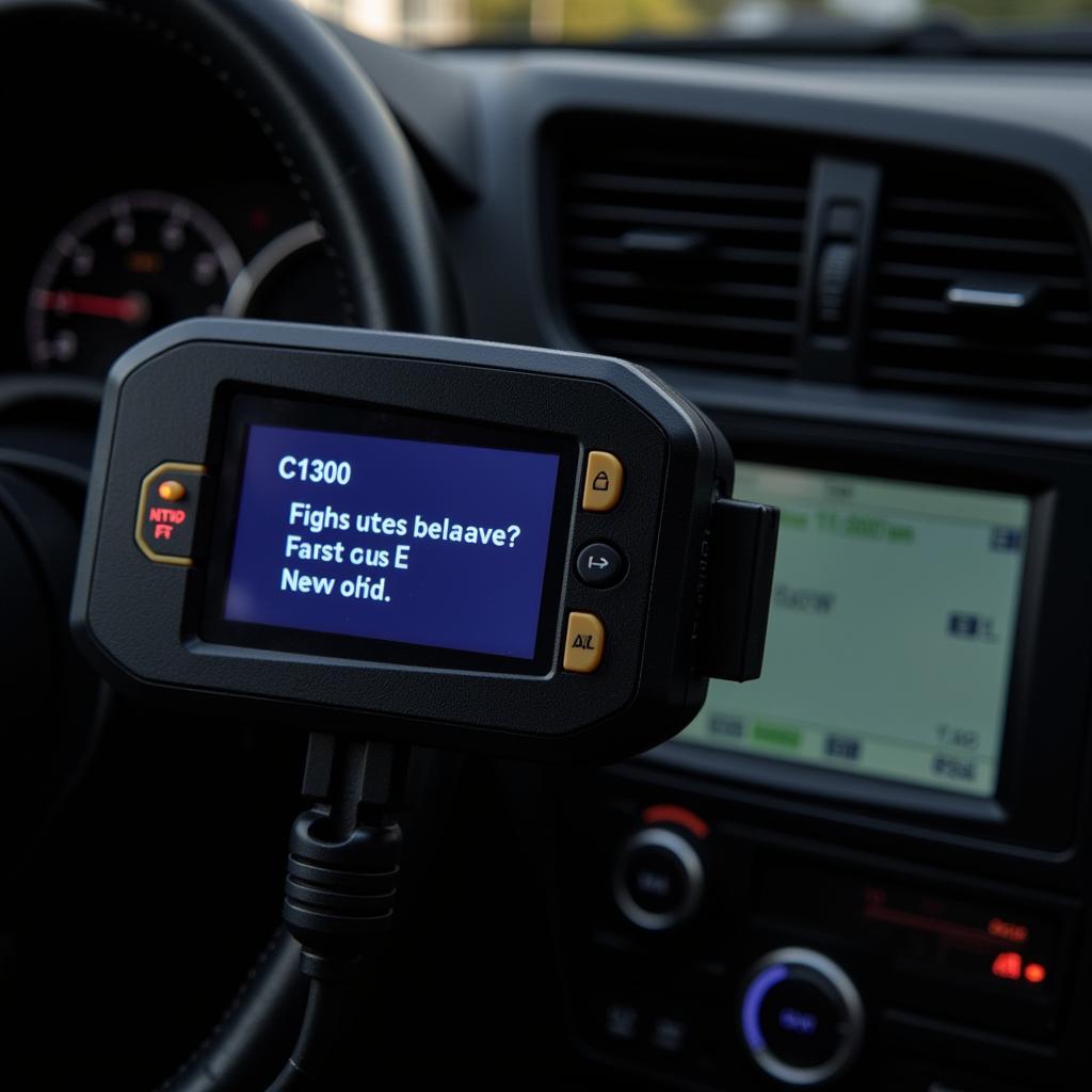 OBD2 scanner displaying the C1300 fault code