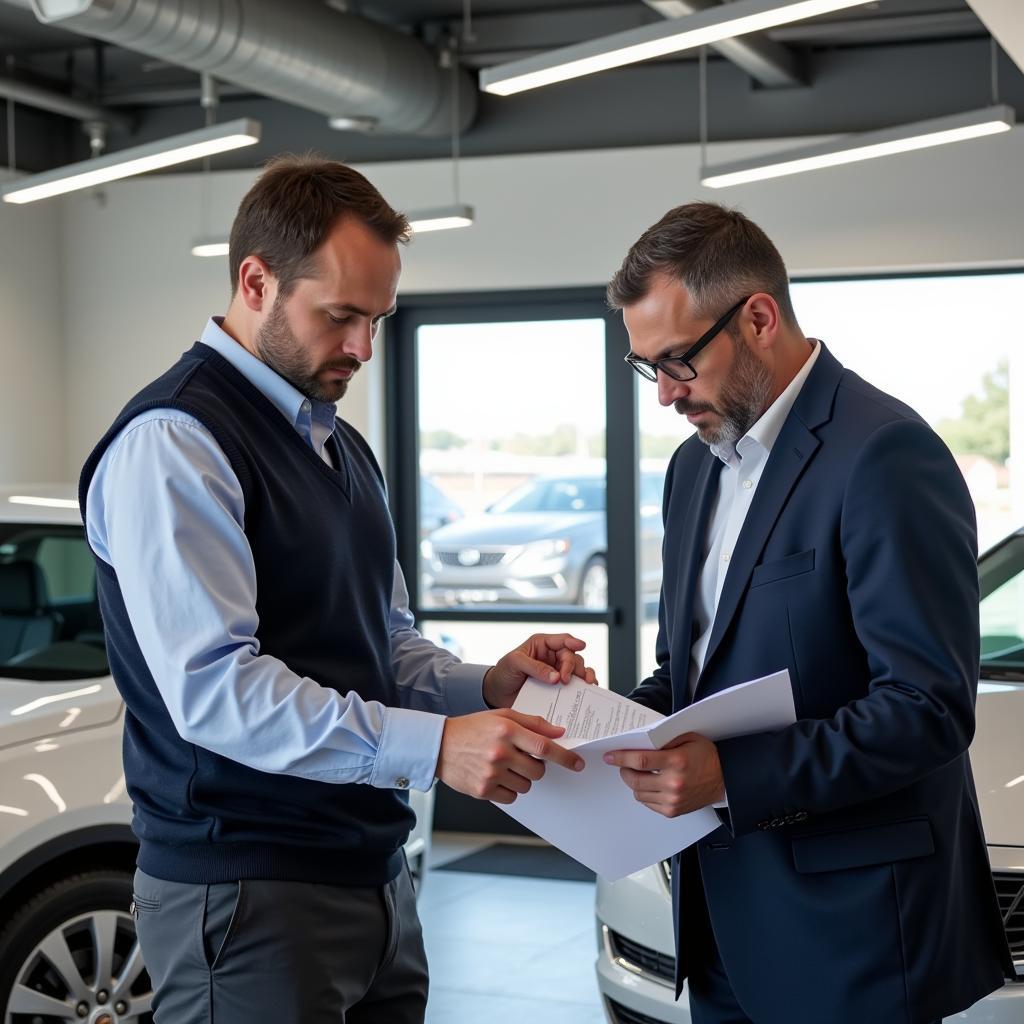 Discussing car issues with Cadillac Service Manager