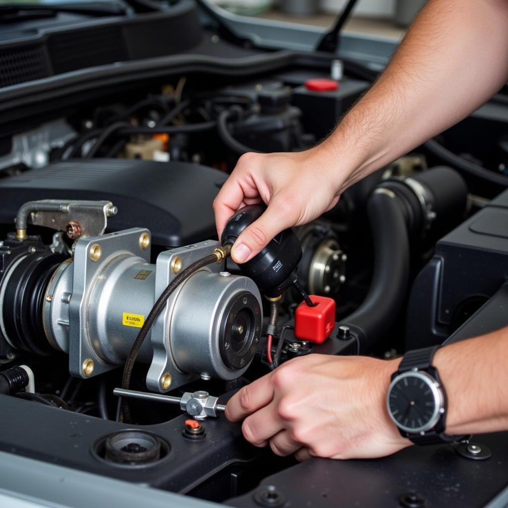 Inspecting a Car AC Compressor