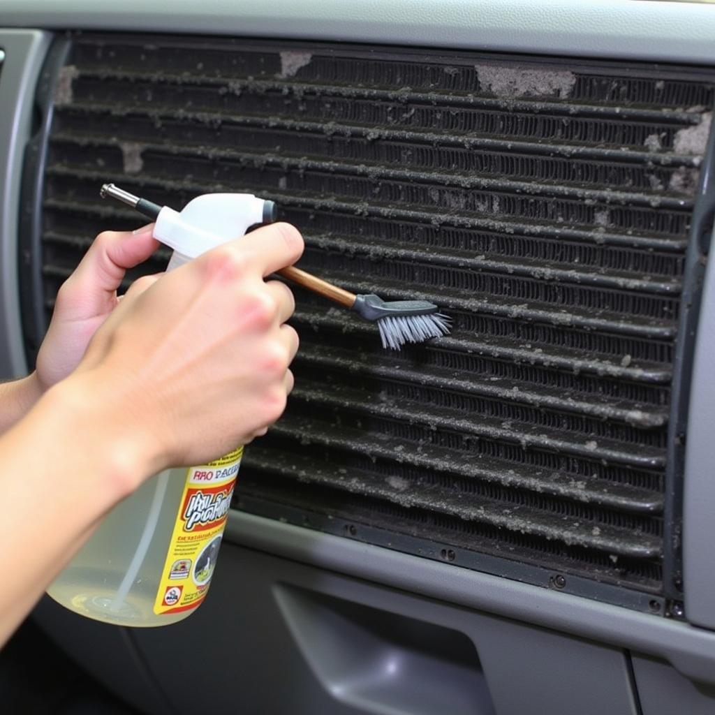 Cleaning a Car AC Condenser