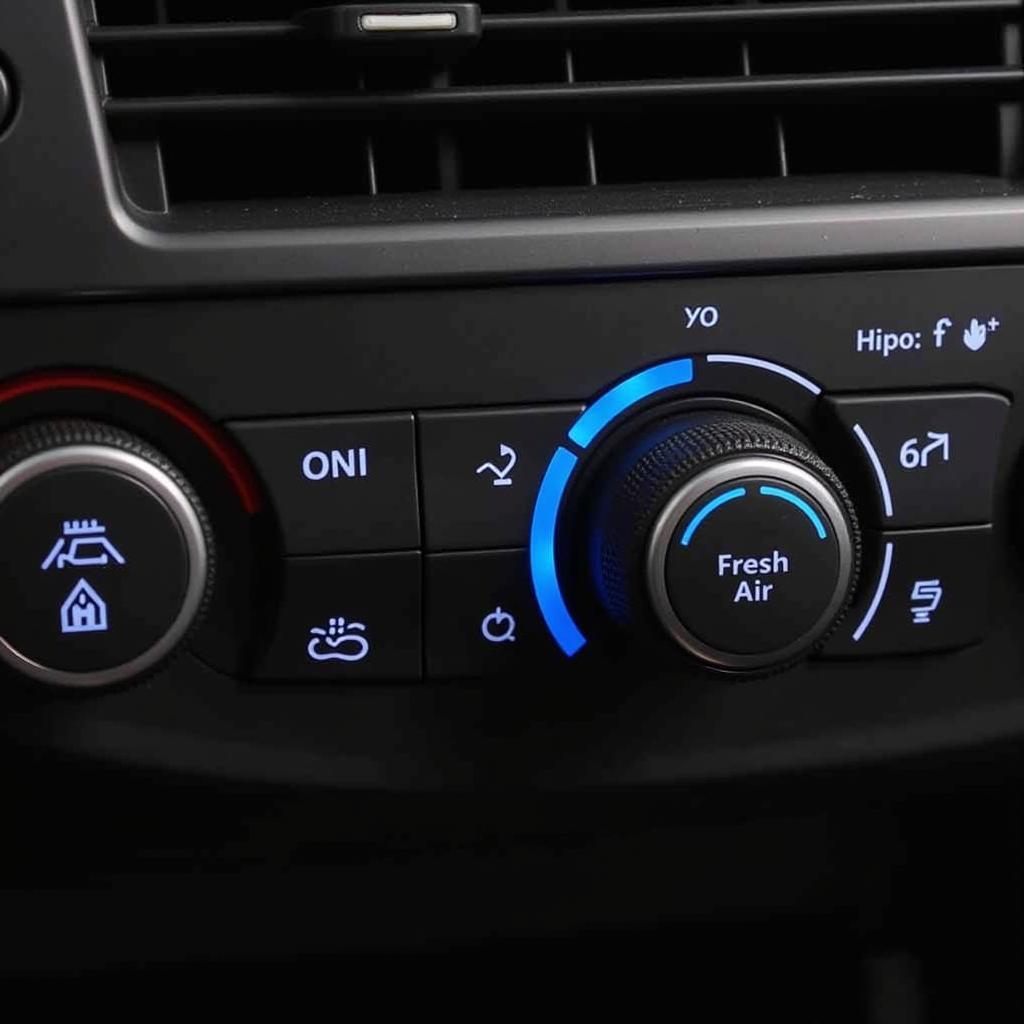 Car AC Control Panel Set to Fresh Air Mode