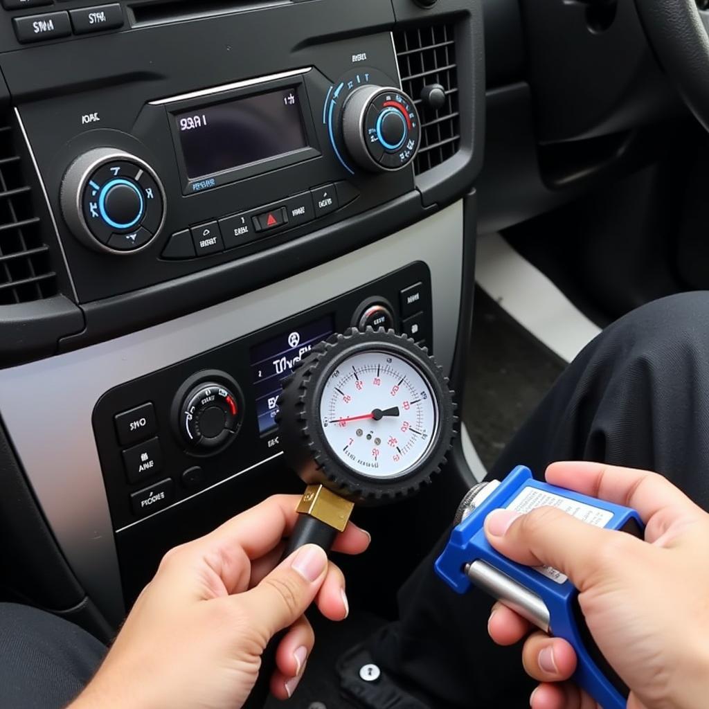 Performing a Pressure Test on Car AC System