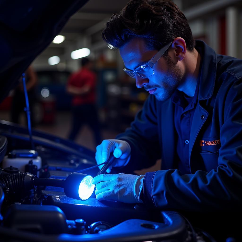 Car AC Leak Detection with UV Dye