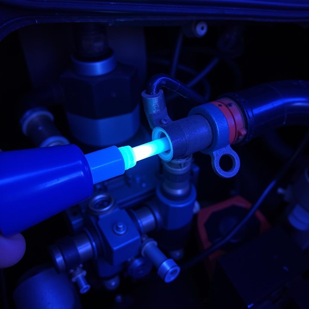 Car AC Line Leak Detection Using UV Dye