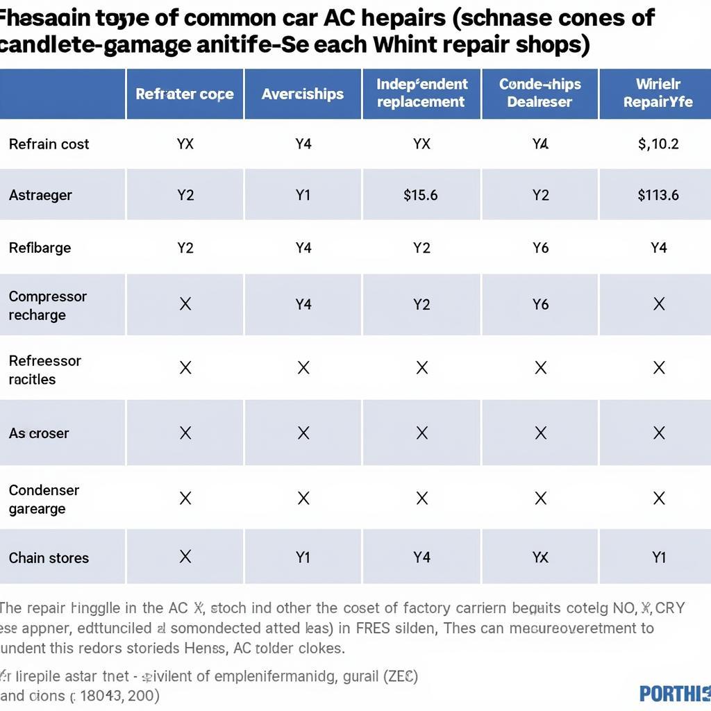 Comparing Car AC Repair Costs across Different Shops