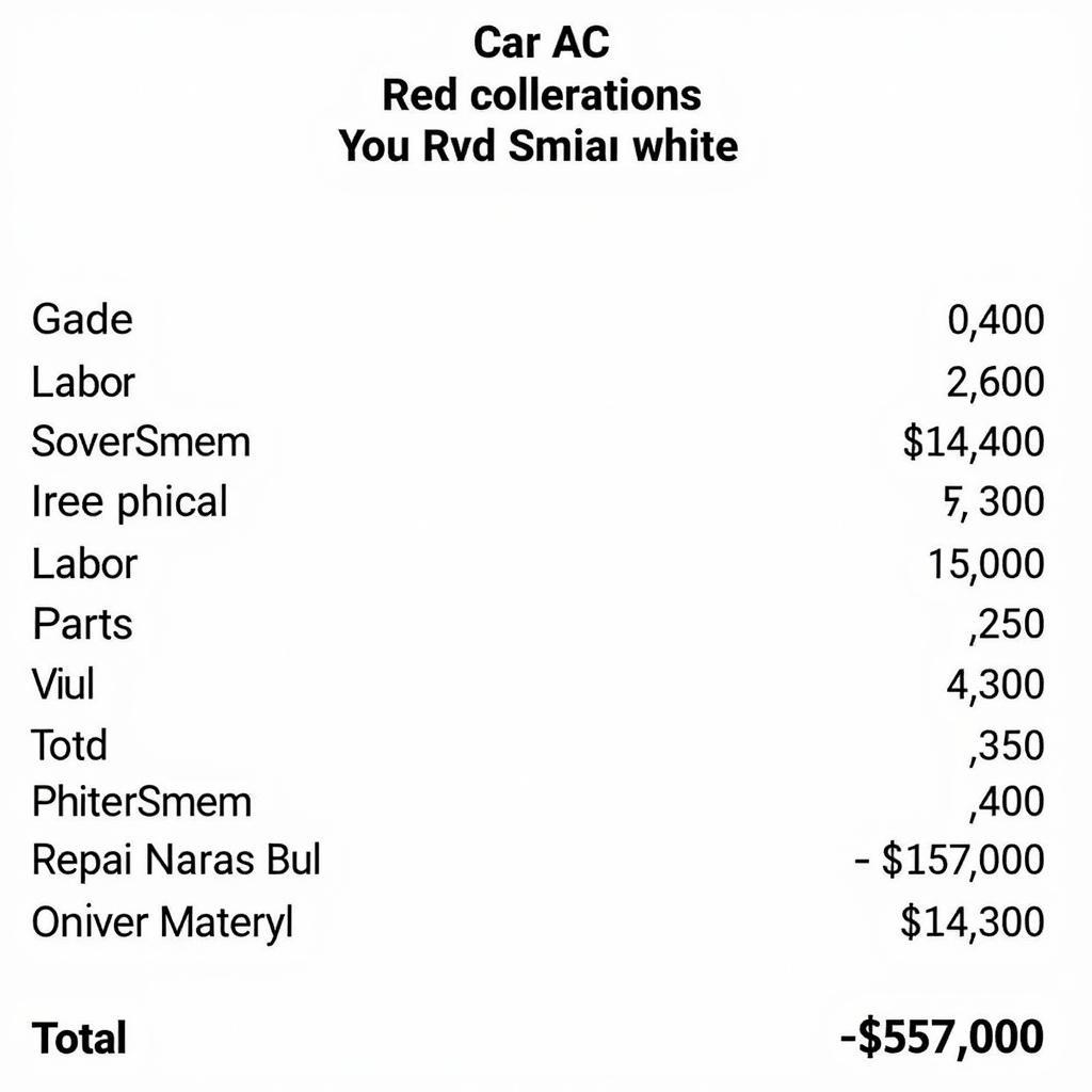 Car AC Repair Cost Estimate