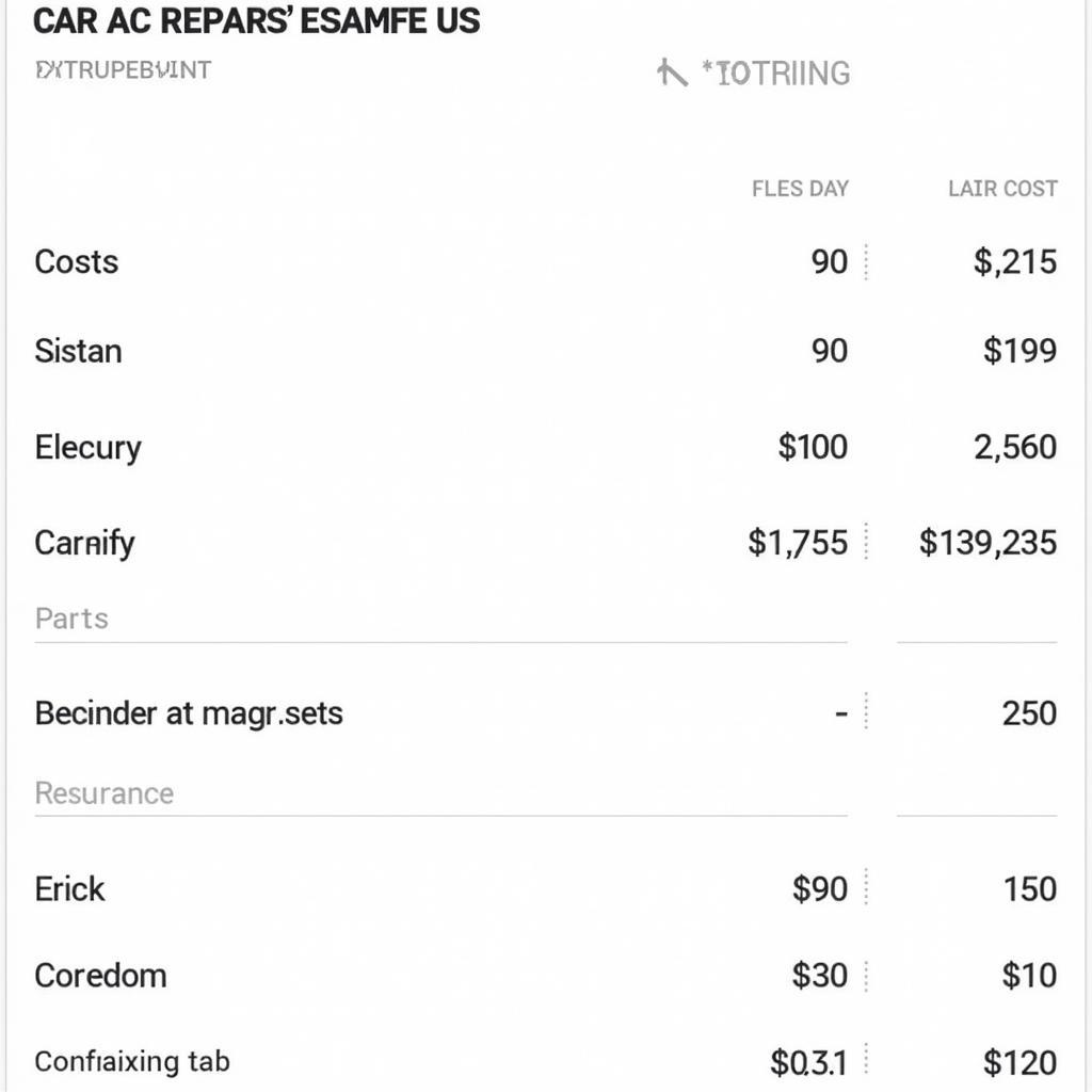 Car AC Repair Estimate