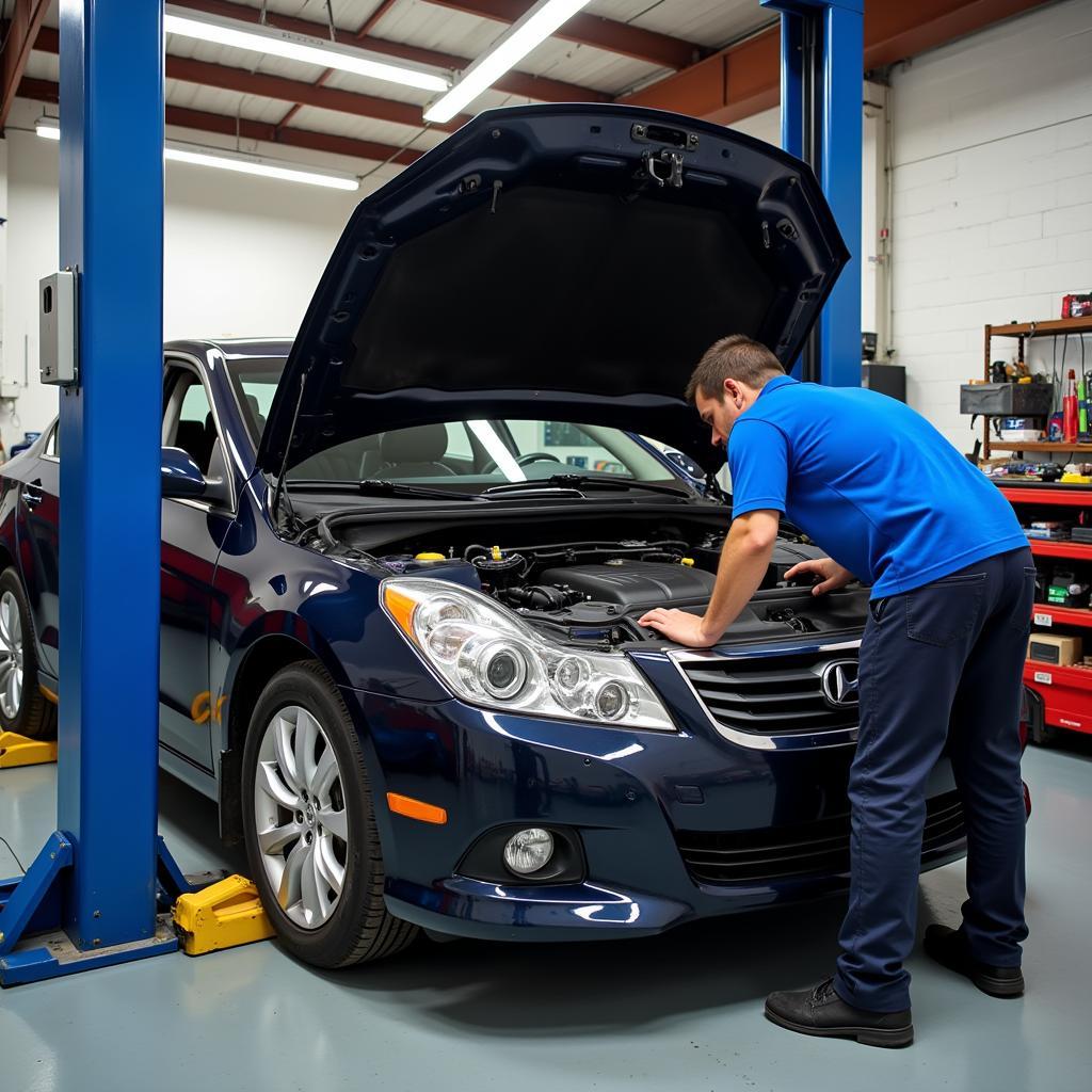 Car AC Repair in a Garage