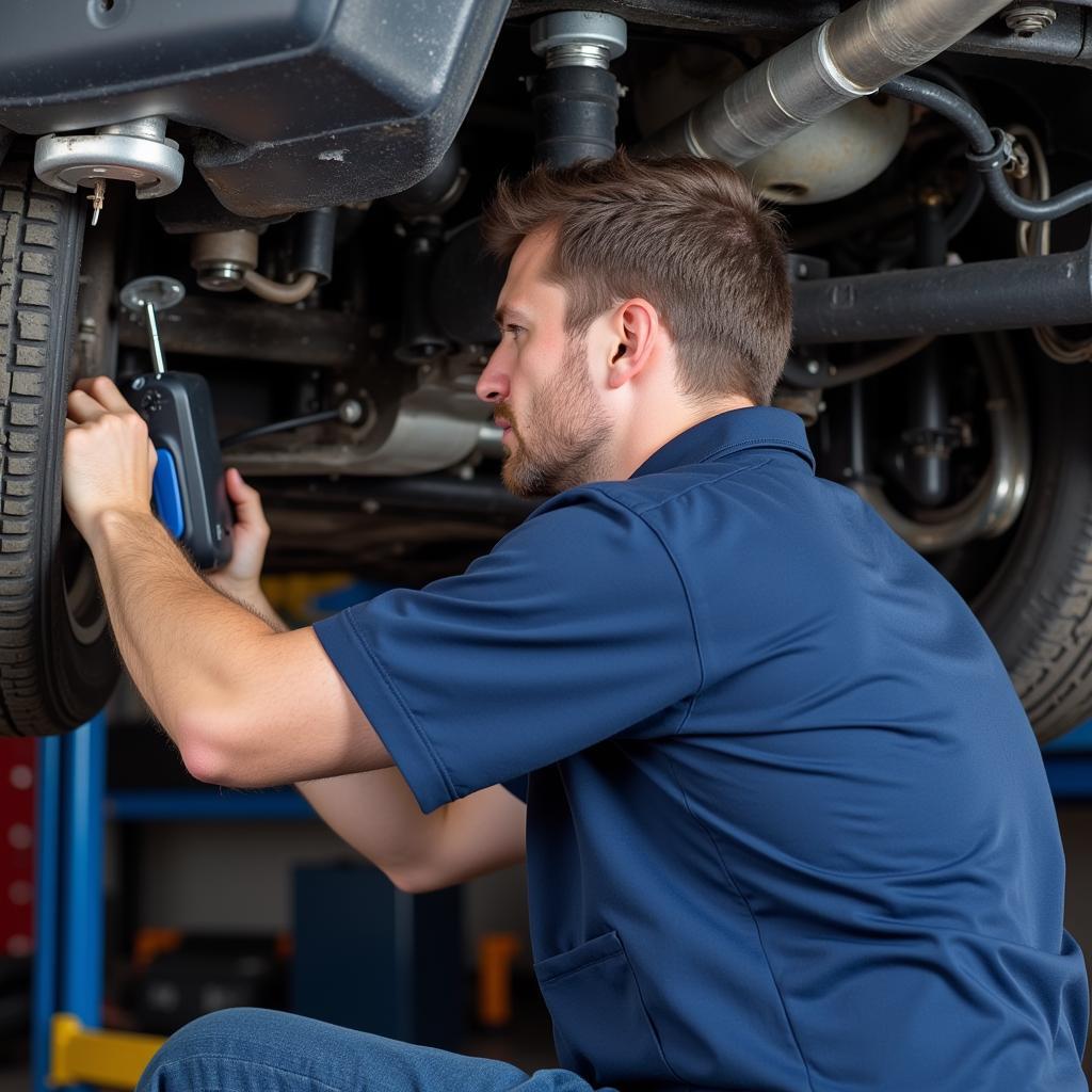 Mechanic Checking Car AC System