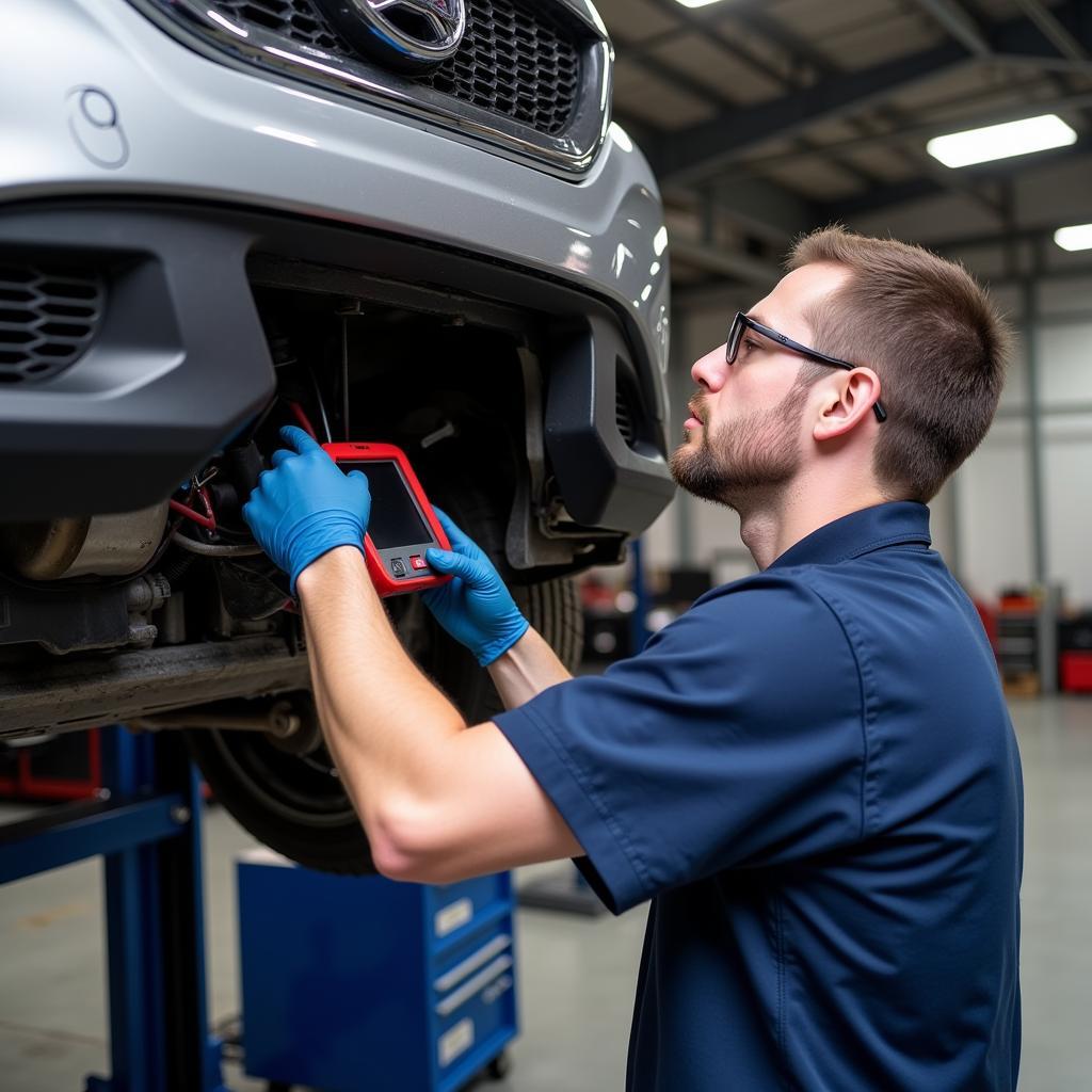 Car AC Repair Technician at Work