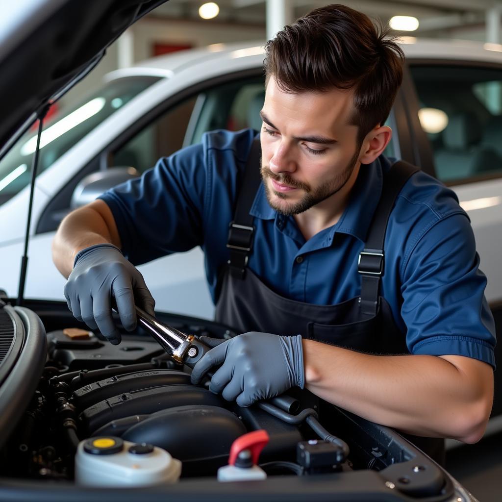 Car AC Repair Technician at Work