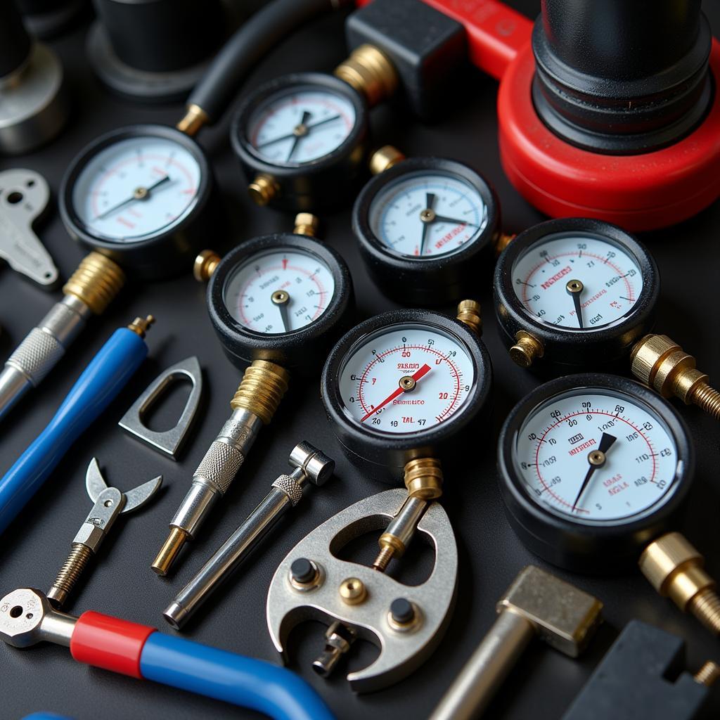 Car AC Repair Tools and Gauges