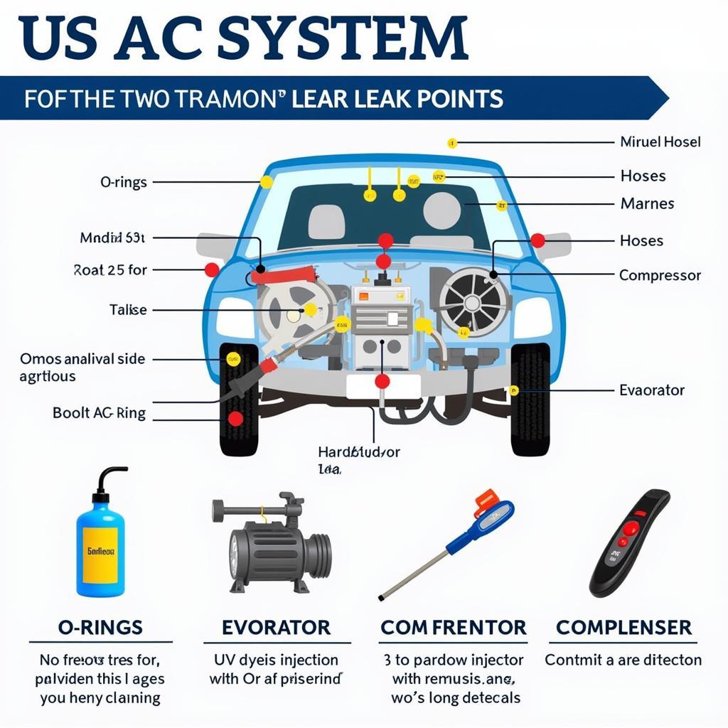 Car AC System Components and Leak Detection