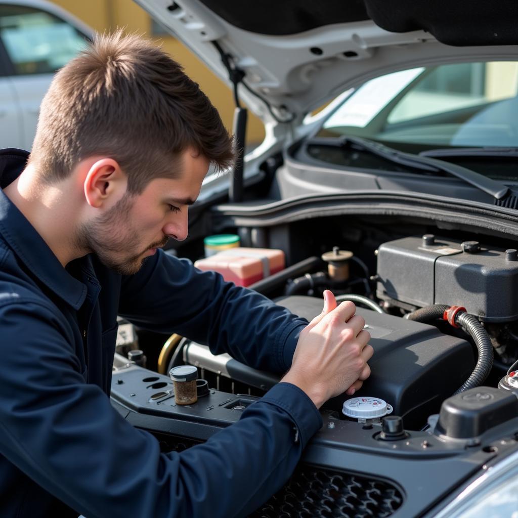 Car AC System Inspection by a Mechanic