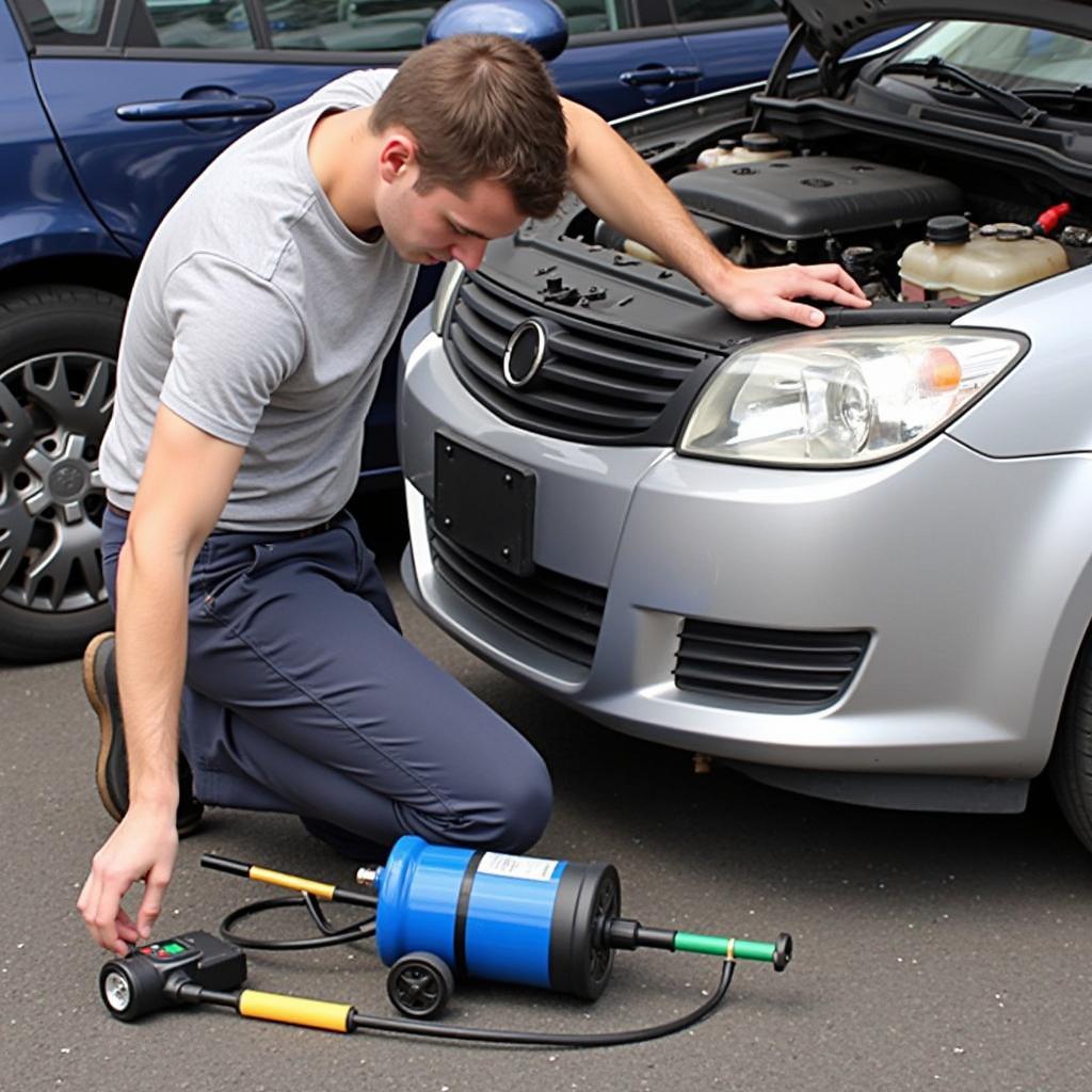 Performing Routine Maintenance on a Car AC System