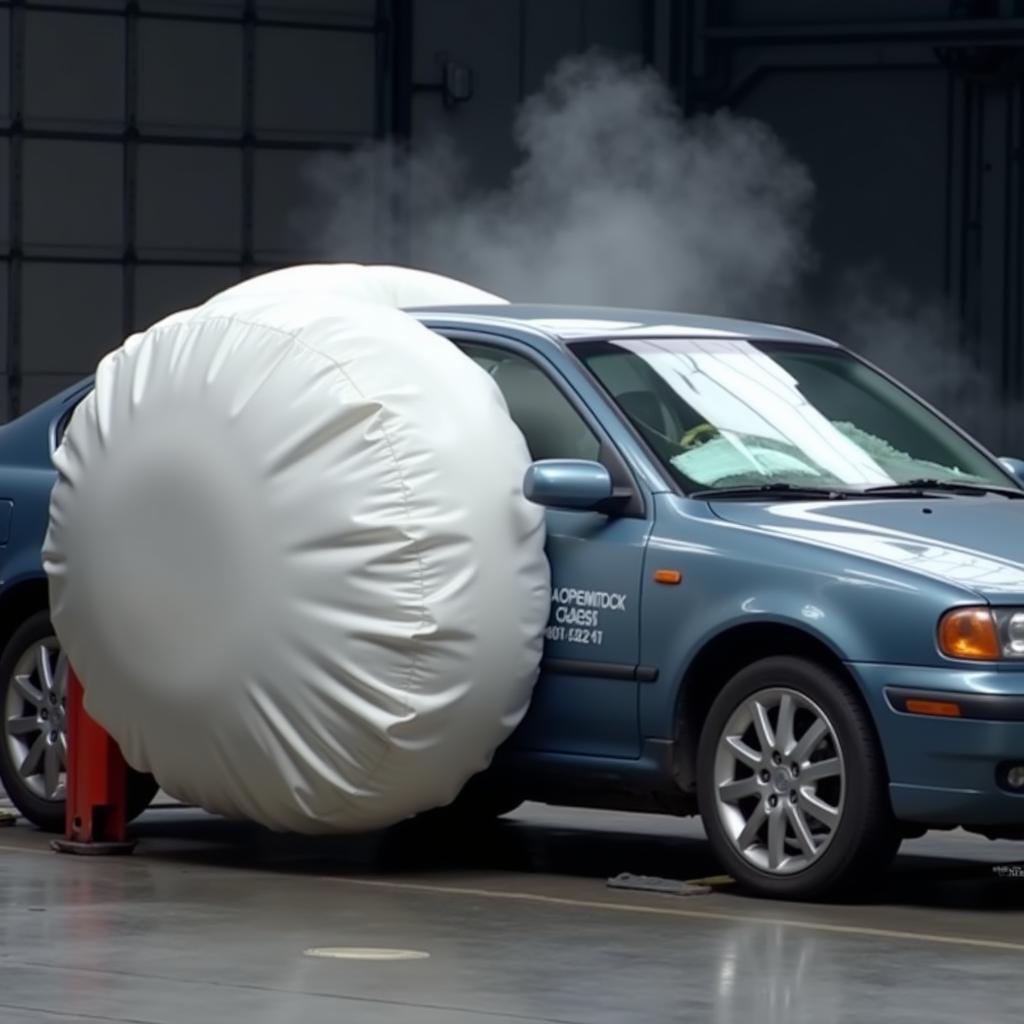 Car Airbag Deployment in Crash Test