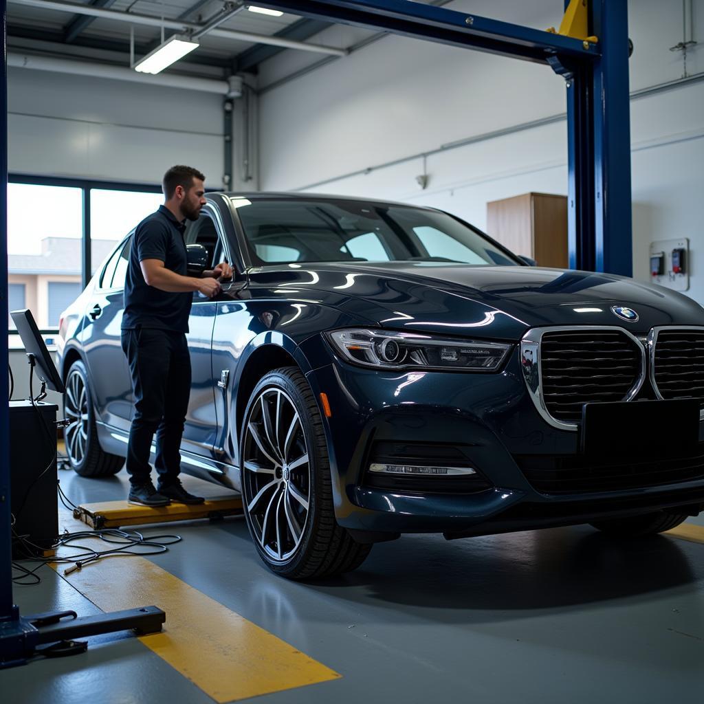 Car Alignment Process in a Modern Auto Shop