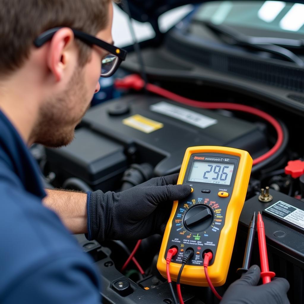 Inspecting a Car Battery