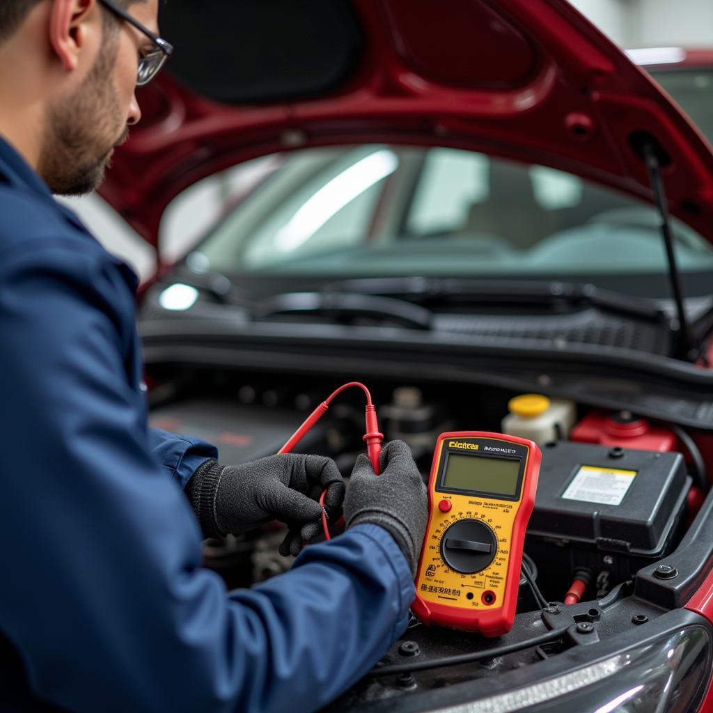 Car Battery Testing with Multimeter