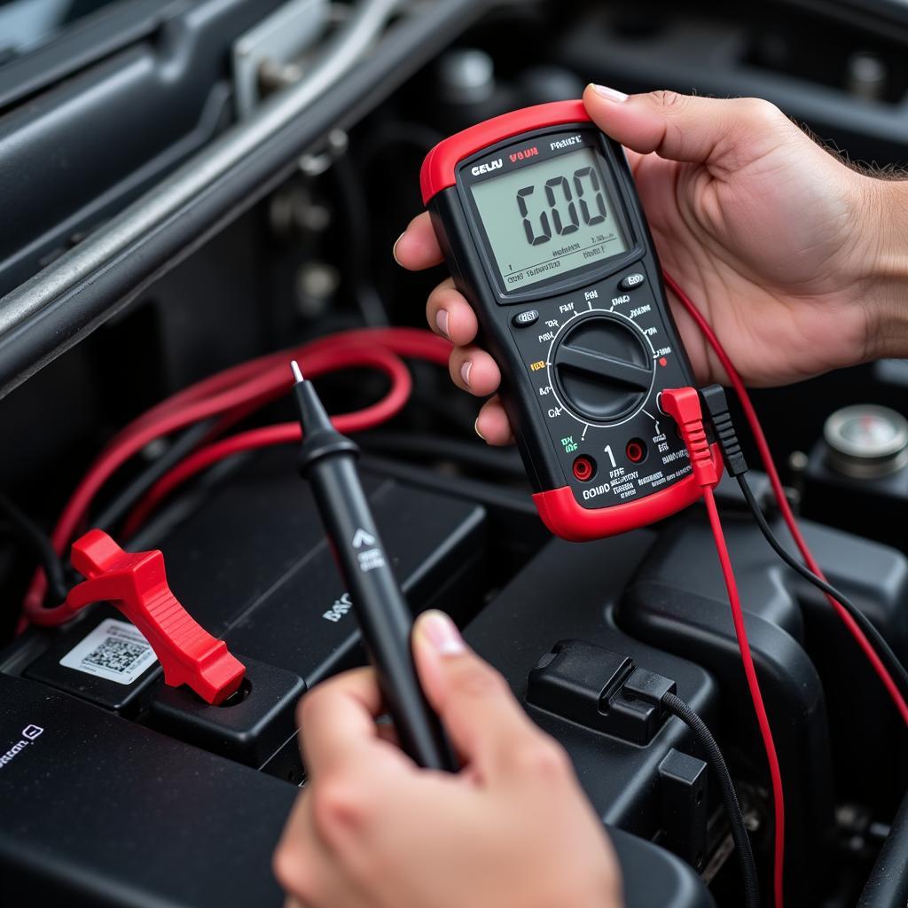 Car Battery Testing with Multimeter