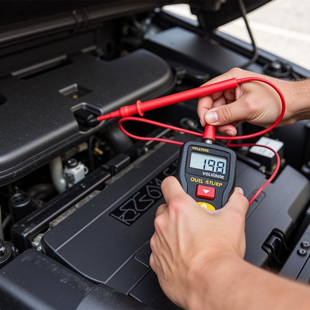 Testing Car Battery Voltage with Multimeter