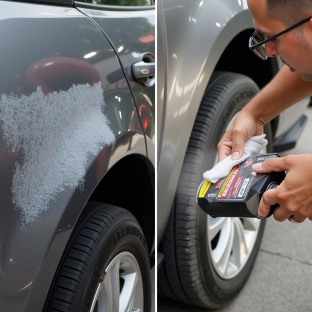 Car Being Waxed After Scratch Repair