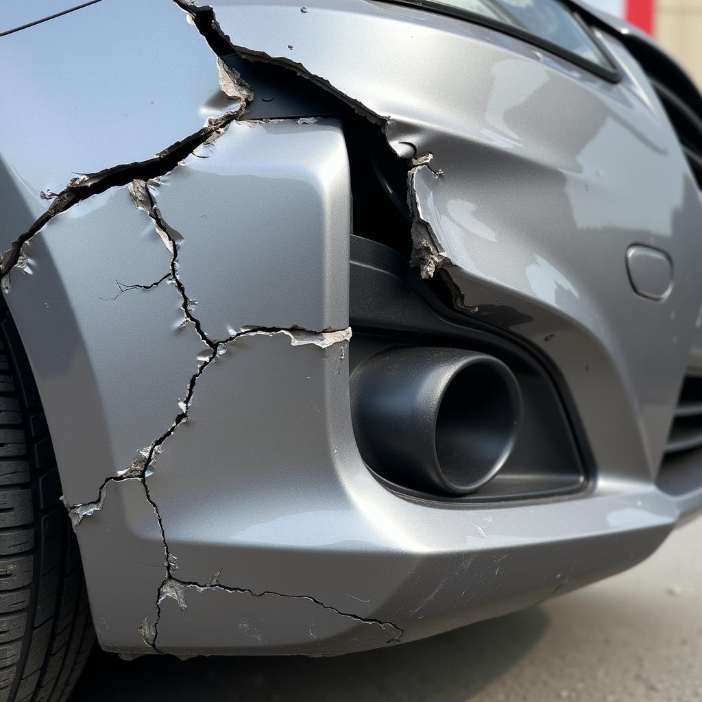 Car bumper damage requiring professional repair