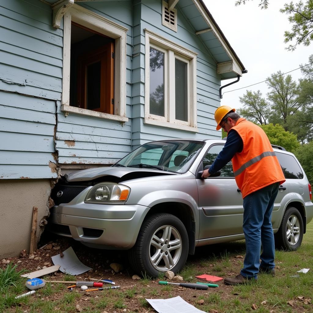 Car Crash Fixer Upper House Damage Assessment