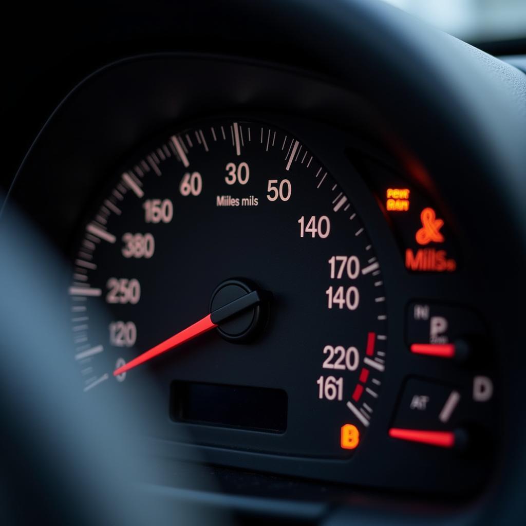 Car dashboard displaying 30,000 miles