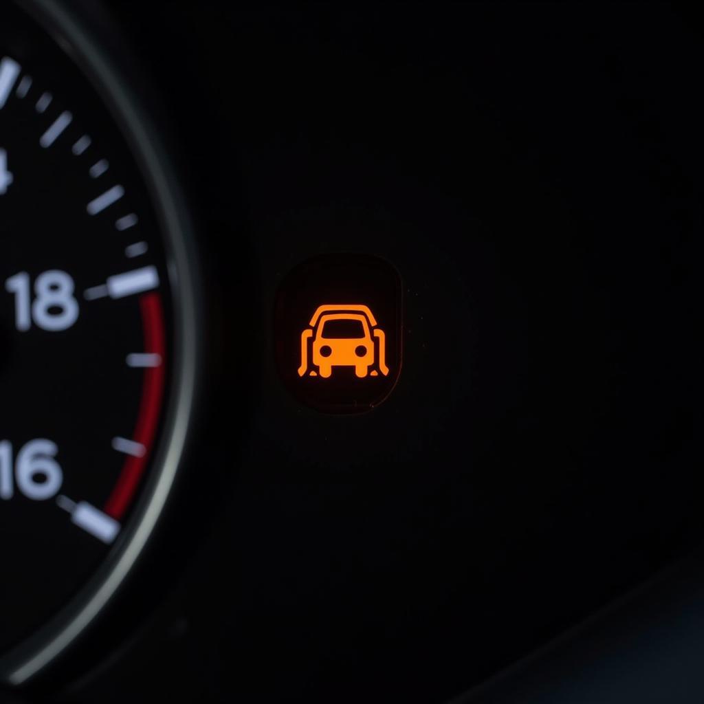 Car Dashboard Showing Check Engine Light