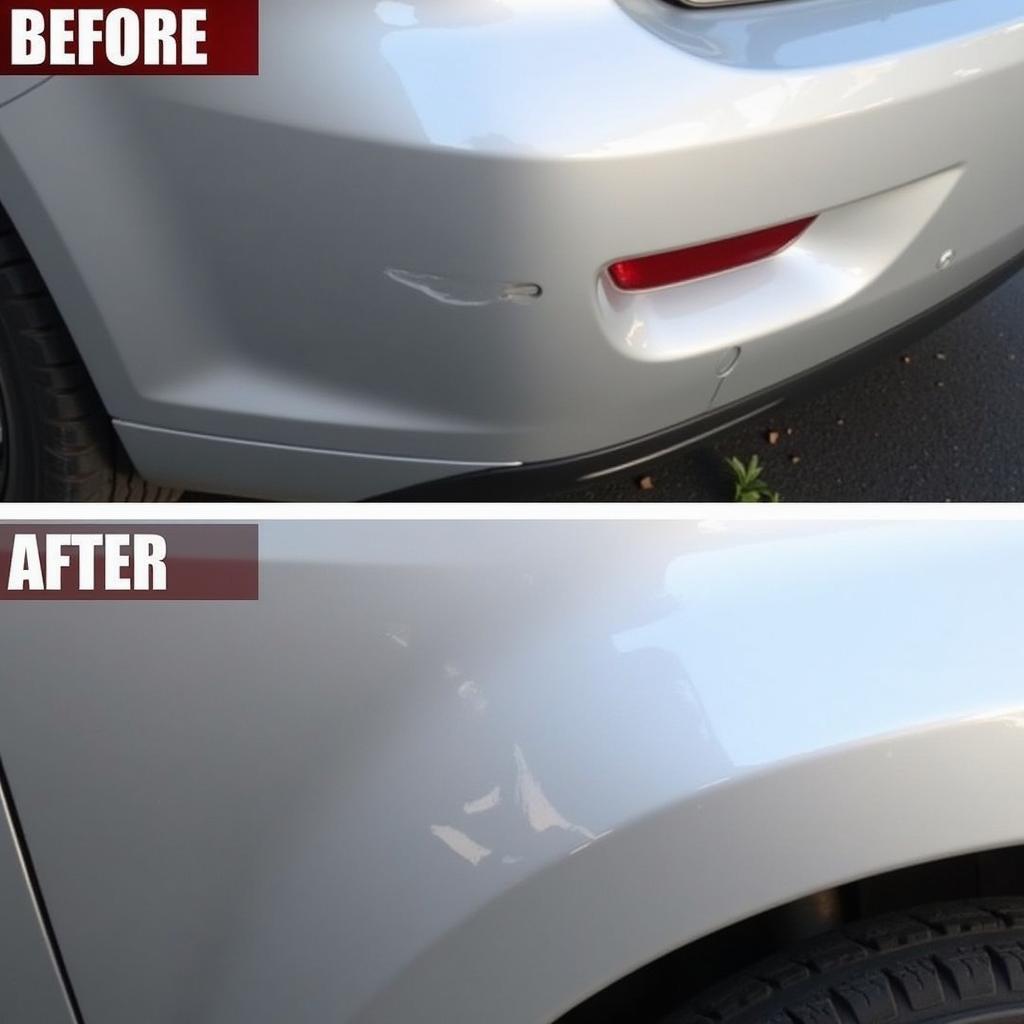 Car Dent Before and After Using Hair Dryer