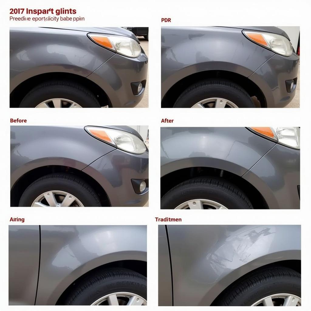 Process of repairing a dent in a car