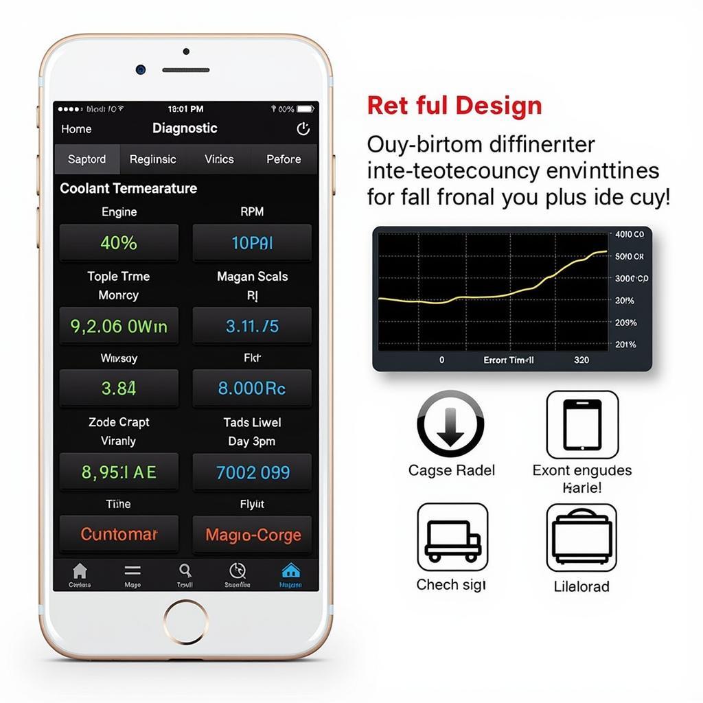 Car Diagnostic App Interface Displaying Error Codes and Data