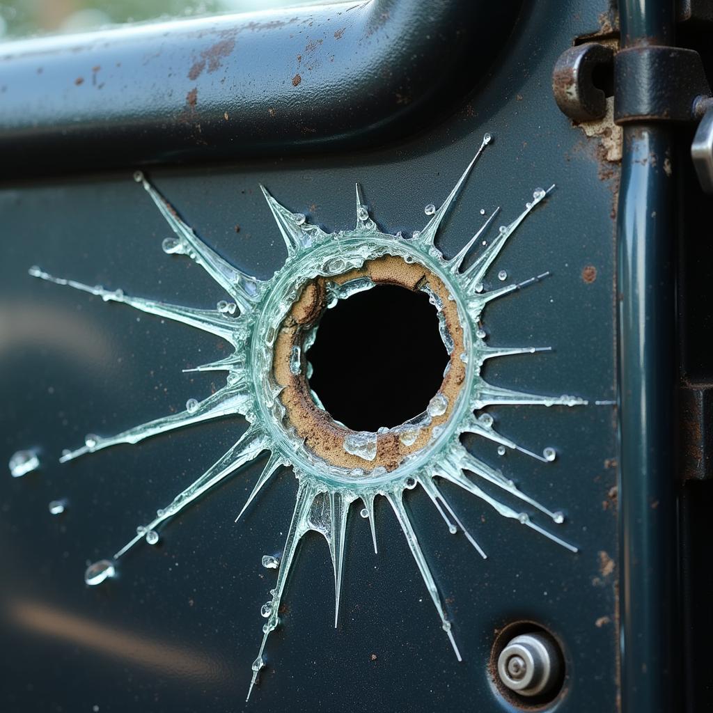 Assessing Car Door Bullet Hole Damage