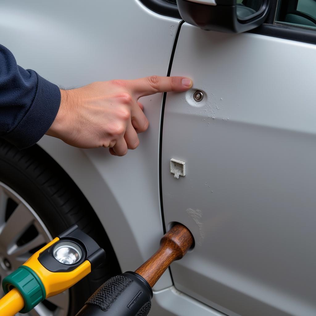 Inspecting Car Door Frame for Wind Damage