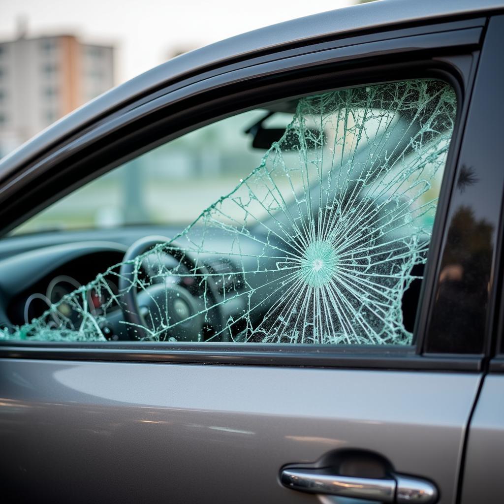 Shattered Car Door Glass