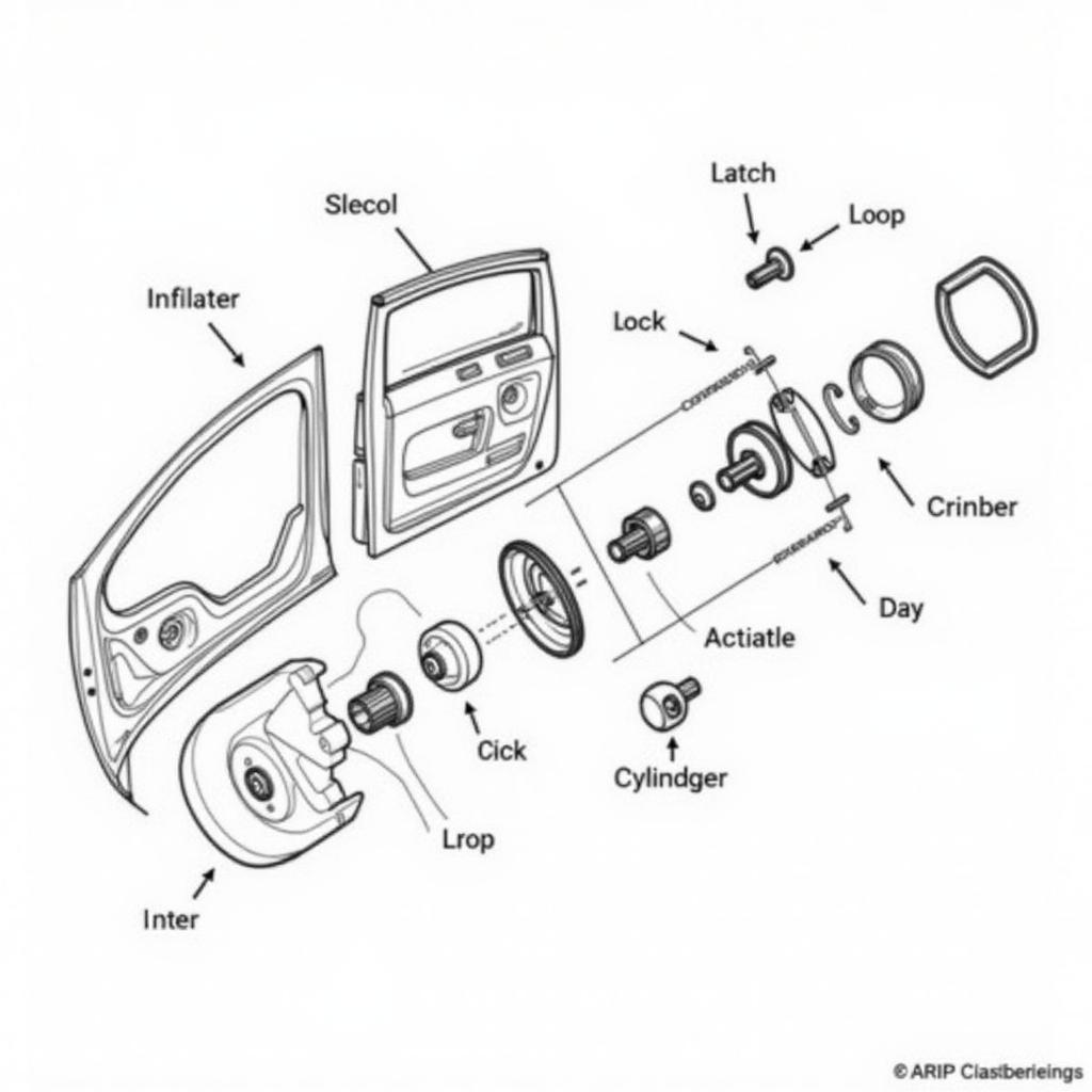 Car Door Latch Mechanism Exploded View