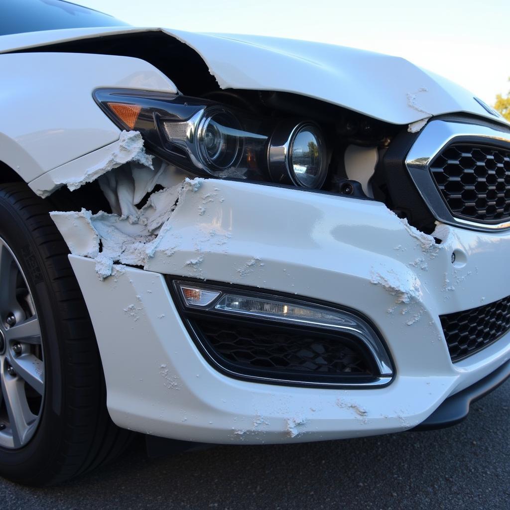 Car Front Damage After Deer Collision