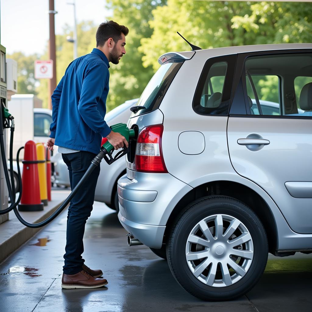 Car Fueling at Gas Station